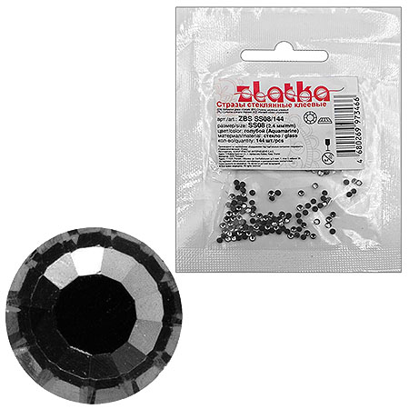 картинка Стразы " Zlatka " 2,4мм стекло 144шт, бледно-серые, пакет, европодвес