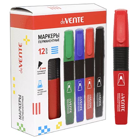 картинка Маркер " deVente " красный 3мм пулевидный наконечник перманентный