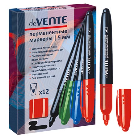 картинка Маркер " deVente " красный 5мм пулевидный наконечник перманентный