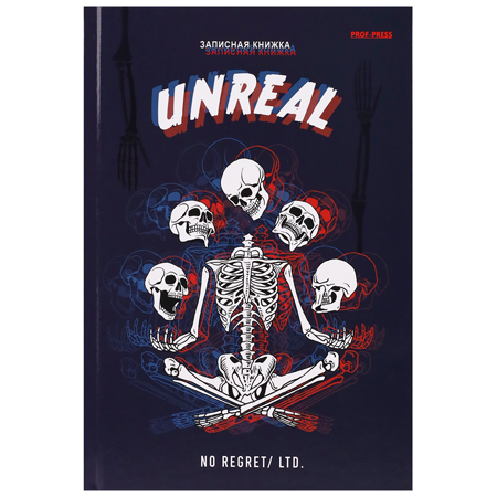 картинка Записная книжка А5 7БЦ 80л " Проф-Пресс " Медитация скелета, клетка, обложка - матовый ламинированный картон, сшивка, твин-лак