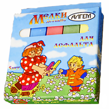 картинка Мел для асфальта цветной 5шт " Алгем "
