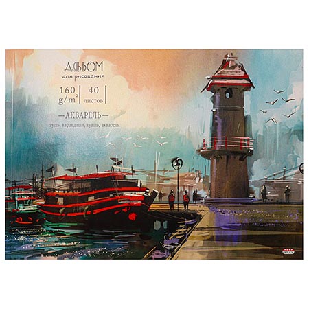 картинка Альбом А4 40л " Проф-Пресс " Ночной причал, склейка, обложка- мелованный картон, блок- офсет 80г/м2