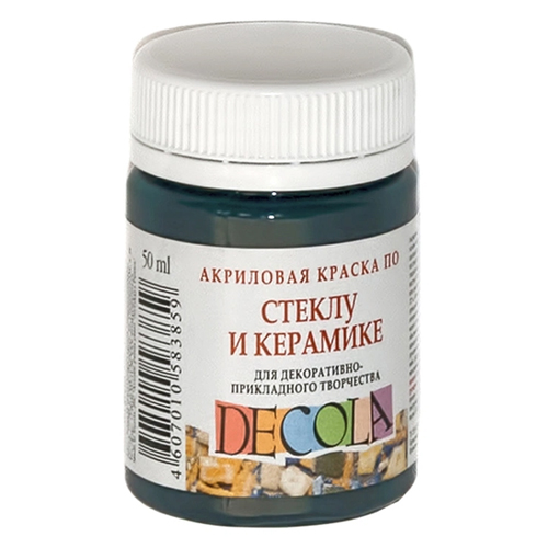 картинка Краска акриловая стекло/керамика " Decola " 50мл изумрудная