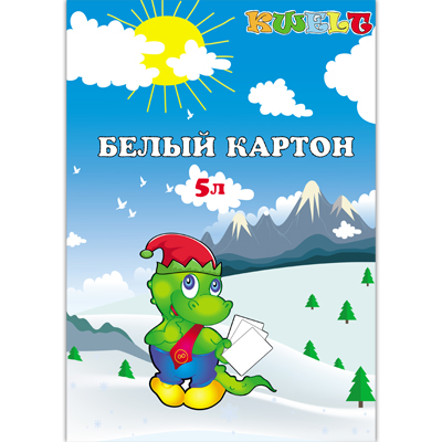 картинка Картон белый А4 мелованный 5л " KWELT " 190г/м2, в папке