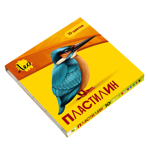 картинка Пластилин " Лео " Ярко 10цв 200г со стеком, картонная упаковка