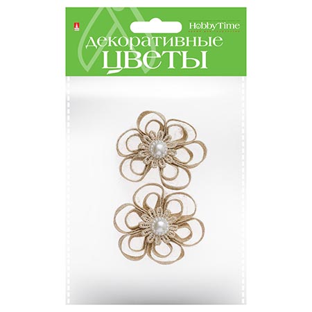 картинка Декоративный элемент " Hobby Time " Цветы 2шт, Вид 4, джут