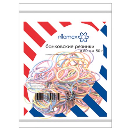 картинка Резинка банковская " Attomex " цветная  50г 60мм