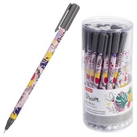 картинка Ручка гелевая " Hatber " Dreams синяя 0,5мм, толщина письма 0,25мм, ассорти, игольчатый пишущий узел, чернила fast dry, в пластиковой тубе