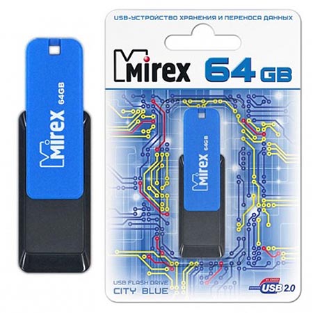 картинка Флеш-диск " Mirex " 64GB City голубой USB 2.0