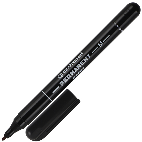 картинка Маркер " Centropen " черный 1мм пулевидный наконечник перманентный