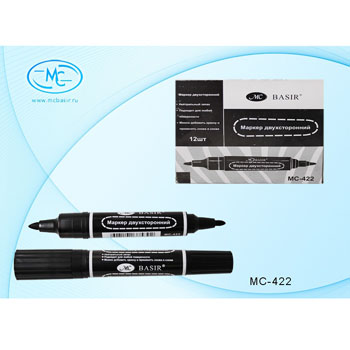 картинка Маркер " Basir " черный 0,5-2мм двухсторонний пулевидный наконечник перманентный