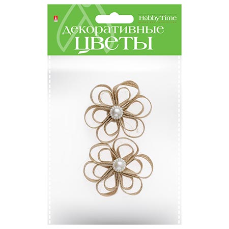 картинка Декоративный элемент " Hobby Time " Цветы 2шт, Вид 5, джут