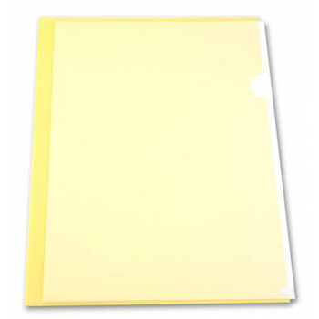 картинка Папка-уголок " Бюрократ " А4 Economy желтая, пластик 0,10мм, тисненая, прозрачная