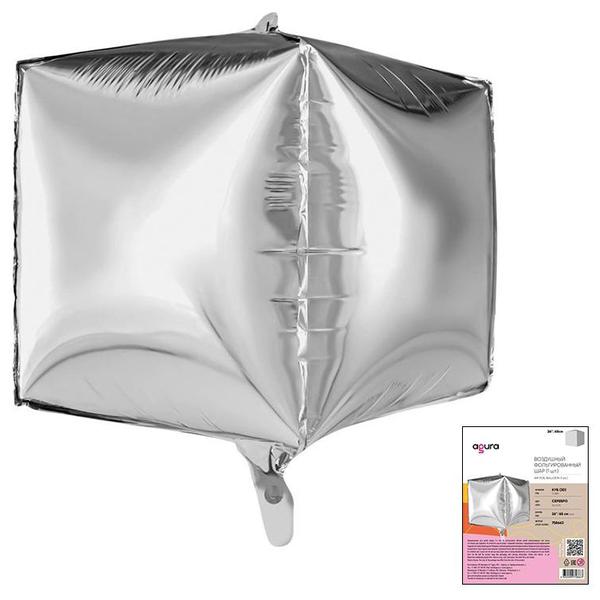 картинка Шар фольгированный " Браво " 26"/66см Куб Серебро