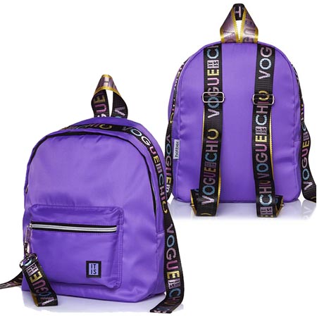 картинка Рюкзак " Hatber " 33*25*16см Fashion Сиреневый 1 отделение, 1 карман внутри, 1 передний карман, лента-подвеска с карабином, блестящие длинные ленты с жаккардовым плетением, регулируемые лямки, полиэстер