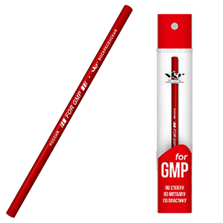 картинка Карандаш " ВКФ " For GMP красный для письма по стеклу, металлу, пластику, индивидуальная упаковка (полибег)