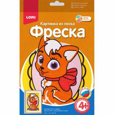 картинка Картина из песка " Lori " Фреска Кошечка, 7 цветов, цветной песок, самоклеящаяся основа в рамке