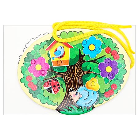 картинка Раскраска-шнуровка " Антураж " А5 1л Деревце, шнуровка- 15*8см, пакет, европодвес