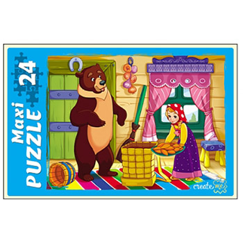 картинка Пазлы " Рыжий кот " Макси. 24элементов Маша и Медведь 30*21,5см, картонная упаковка 28,5*19*3,5см