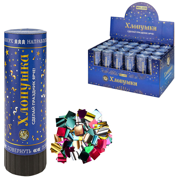 картинка Хлопушка " Миленд " Квадраты 11,5см фольгированные