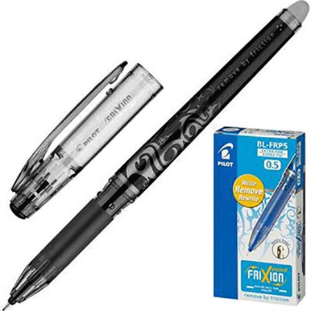 картинка Ручка пиши-стирай " Pilot " гелевая Frixion Point черная 0,5мм резиновый держатель, цветной пластиковый корпус, картонная упаковка
