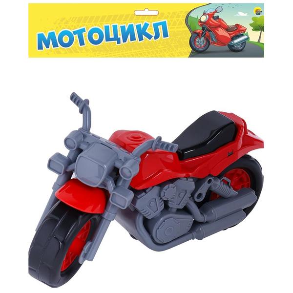 картинка Мотоцикл " Рыжий кот " Крузер Красный 26*15см пакет