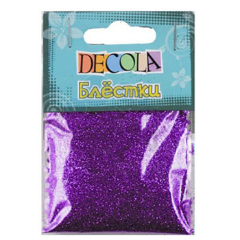 картинка Блестки декоративные " Decola " 0,3мм 20г фиолетовый, пакет, европодвес