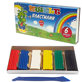 картинка Пластилин " KWELT " 6цв 90г со стеком, картонная упаковка