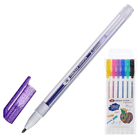 картинка Набор гелевых ручек " Я - Художник! " 6цветов с блестками, прозрачный корпус, европодвес