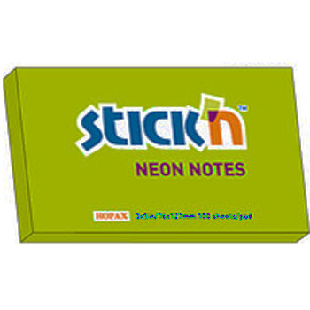 картинка Блок самоклеящийся (стикеры) 76*127мм 100л неон, зеленый " Hopax "