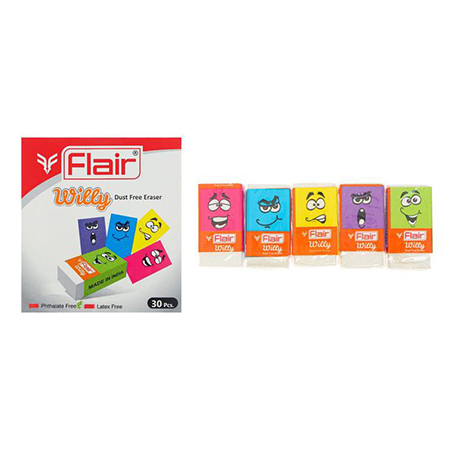 картинка Ластик " Flair " Wylly 34*20*10мм белый, картонная упаковка