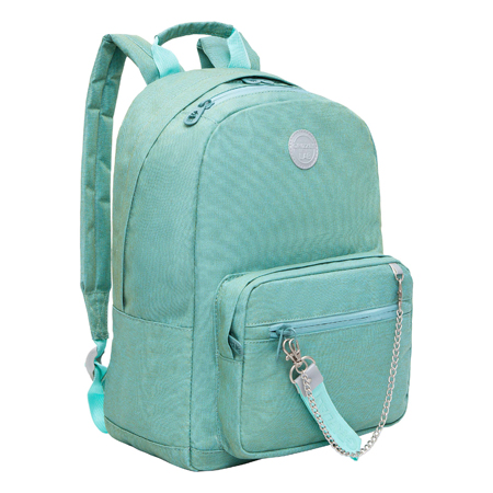 картинка Рюкзак " Grizzly " 27*38*14см мятный, 1 отделение, внутренний карман для планшета или ноутбука 13", объемный карман спереди с дополнительным карманом на молнии, карман быстрого доступа сверху, потайной карман на задней стенке, укрепленная спинка