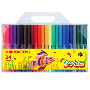 картинка Фломастеры " Каляка-Маляка " 24цв смываемые, на водной основе, круглые, вентилируемый колпачок, ПВХ упаковка, европодвес