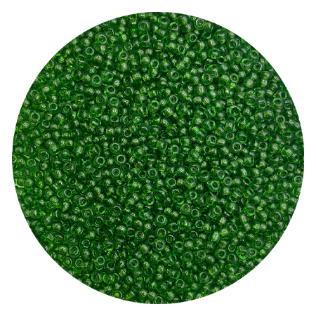 картинка Бисер " Tukzar " 2мм*50гр прозрачный с зеленой серединкой, круглый, пакет