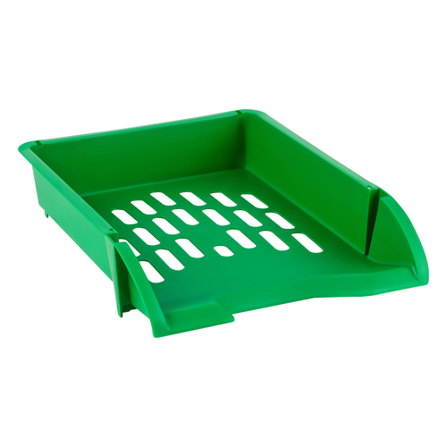 картинка Лоток для бумаг горизонтальный пластиковый " Стамм " Лидер, зеленый