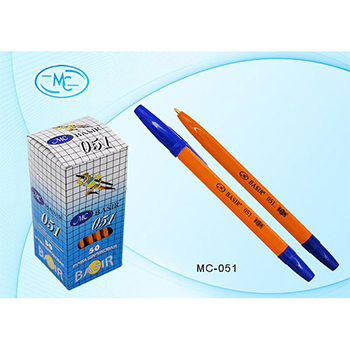 картинка Ручка шариковая " Basir " синяя 1,0мм, толщина письма 1,0мм, желтый корпус, колпачок в цвет чернил