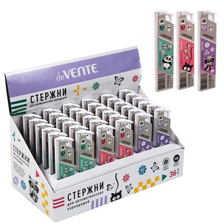 картинка Грифели для механических карандашей 0,5мм, HB " deVente " 12шт, пластиковый футляр