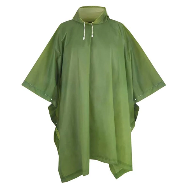 картинка Дождевик " Komfi " 100*127см пончо Eva, 120мк, зеленый с капюшоном