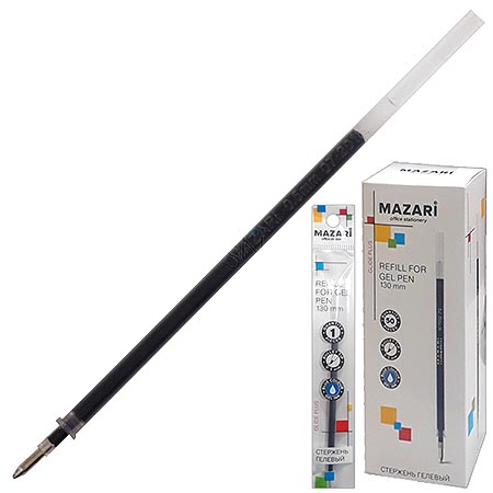 картинка Стержень гелевый " Mazari " 130мм синий 0,5мм, пулевидный пишущий узел, картонная упаковка
