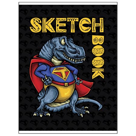 картинка Скетчбук, тонированный блок 100г/м2, А5, 40л, на резинке, 7БЦ, без линовки, обложка - матовый ламинированный картон, выборочный УФ-лак, сшивка, " Миленд " Dino