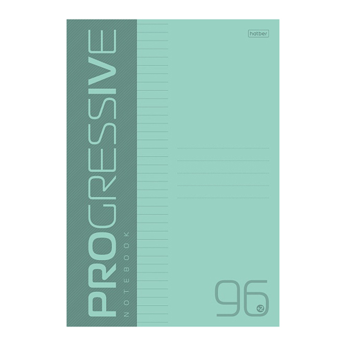 картинка Тетрадь с пластиковой обложкой А4 96л линия без полей " Hatber " Progressive Бирюзовая, офсет, на скобе, 1 дизайн в спайке