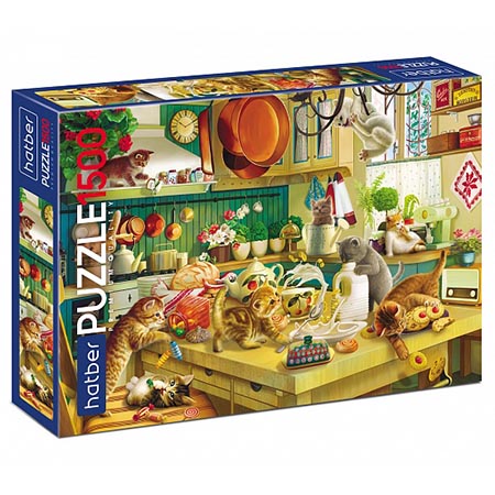 картинка Пазлы " Hatber " 1500элементов Premium Котики бывают разными 58*83см, картонная упаковка