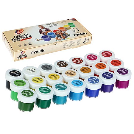 картинка Гуашь " Луч " Школа творчества 21цв*20мл картонная упаковка