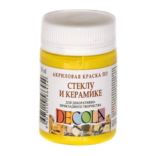 картинка Краска акриловая стекло/керамика " Decola " 50мл лимонная