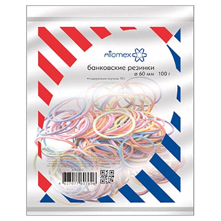 картинка Резинка банковская " Attomex " цветная 100г 60мм