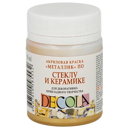 картинка Краска акриловая стекло/керамика " Decola " 50мл золото