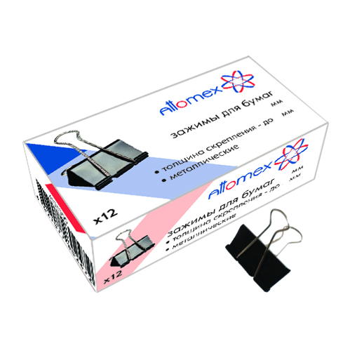 картинка Зажимы " Attomex " черные 32мм 12шт/уп