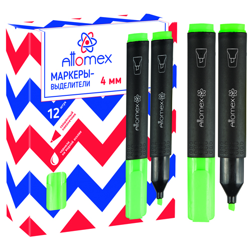 картинка Текстовыделитель 1-4мм, зеленый " Attomex " картонная упаковка