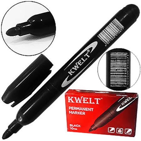 картинка Маркер " KWELT " черный 2,5мм пулевидный наконечник перманентный