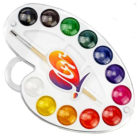 картинка Акварель " Луч " Палитра 12цв медовая, с кистью